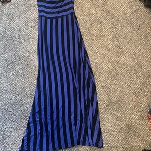 Blue and black tube top maxi dress. SIZE M.